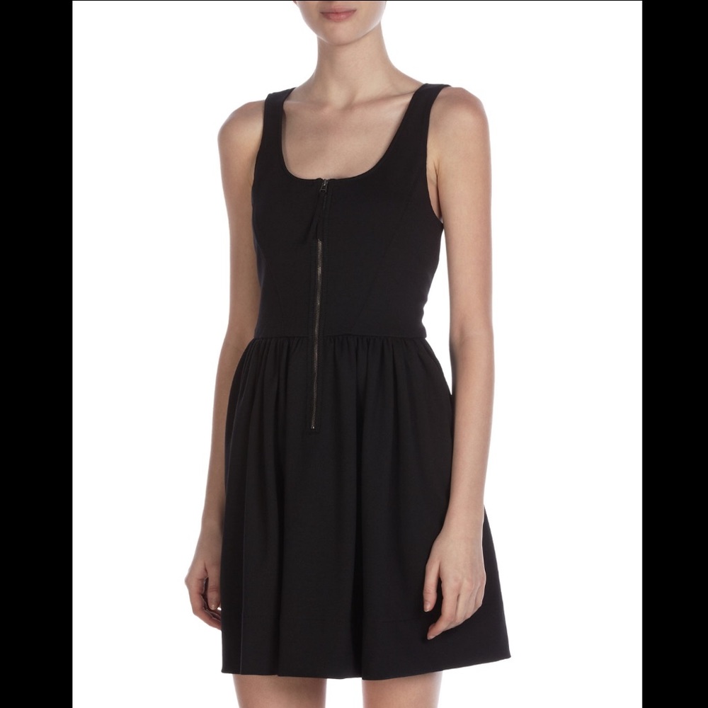 Rare Rebecca Taylor Jamila Zip Front Black Dress